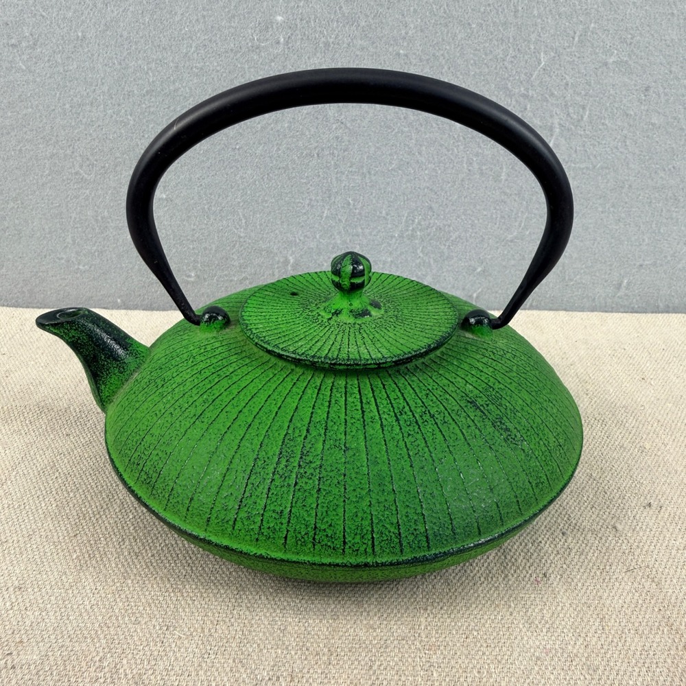 Kotobuki Green Cast Iron Teapot Nanbu Tekki Japanese Tetsubin with Infuser